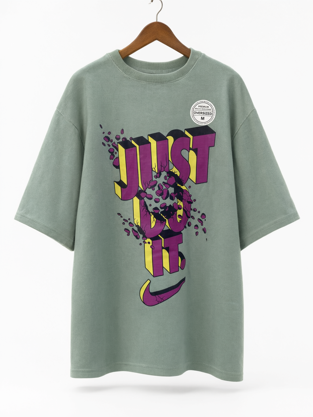 Camiseta Oversized Heavyweight Verde - Vista traseira